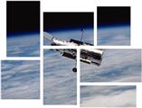 Hubble Images - Hubble Orbiting Earth - 7 Piece Fabric Peel and Stick Wall Skin Art (50x38 inches)